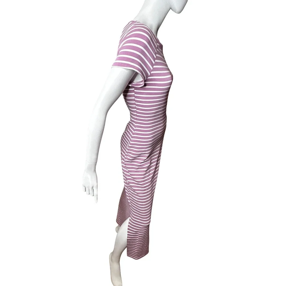 GILLI LOGAN FITTED T-SHIRT MAXI DRESS STRIPE PURPLE SIZE MEDIUM NWT